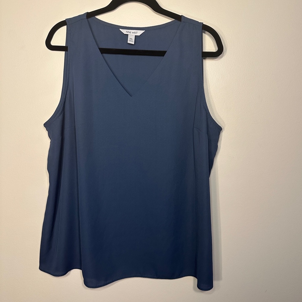 Nine West Women's V-Neck Blue Blouse